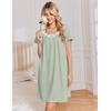 image:imageEkouaer Nightgowns for Women Cotton Night Gown Short Sleeve Sleep Shirts Button Victorian Night Dress Soft SleepwearLight Green