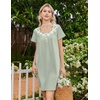 image:imageEkouaer Nightgowns for Women Cotton Night Gown Short Sleeve Sleep Shirts Button Victorian Night Dress Soft SleepwearLight Green