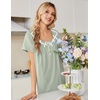 image:imageEkouaer Nightgowns for Women Cotton Night Gown Short Sleeve Sleep Shirts Button Victorian Night Dress Soft SleepwearLight Green