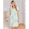 image:imageEkouaer Nightgowns for Women Cotton Night Gown Short Sleeve Sleep Shirts Button Victorian Night Dress Soft SleepwearLight Green Florals