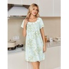 image:imageEkouaer Nightgowns for Women Cotton Night Gown Short Sleeve Sleep Shirts Button Victorian Night Dress Soft SleepwearLight Green Florals