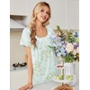 image:imageEkouaer Nightgowns for Women Cotton Night Gown Short Sleeve Sleep Shirts Button Victorian Night Dress Soft SleepwearLight Green Florals