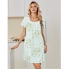 image:imageEkouaer Nightgowns for Women Cotton Night Gown Short Sleeve Sleep Shirts Button Victorian Night Dress Soft SleepwearLight Green Florals