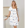 image:imageEkouaer Nightgowns for Women Cotton Night Gown Short Sleeve Sleep Shirts Button Victorian Night Dress Soft SleepwearLine Florals