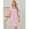 image:imageEkouaer Nightgowns for Women Cotton Night Gown Short Sleeve Sleep Shirts Button Victorian Night Dress Soft SleepwearPink Florals