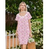 image:imageEkouaer Nightgowns for Women Cotton Night Gown Short Sleeve Sleep Shirts Button Victorian Night Dress Soft SleepwearPink Florals