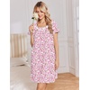 image:imageEkouaer Nightgowns for Women Cotton Night Gown Short Sleeve Sleep Shirts Button Victorian Night Dress Soft SleepwearPink Florals