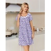 image:imageEkouaer Nightgowns for Women Cotton Night Gown Short Sleeve Sleep Shirts Button Victorian Night Dress Soft SleepwearPurple Dots