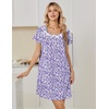 image:imageEkouaer Nightgowns for Women Cotton Night Gown Short Sleeve Sleep Shirts Button Victorian Night Dress Soft SleepwearPurple Dots