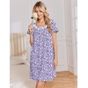 image:imageEkouaer Nightgowns for Women Cotton Night Gown Short Sleeve Sleep Shirts Button Victorian Night Dress Soft SleepwearPurple Dots