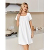 image:imageEkouaer Nightgowns for Women Cotton Night Gown Short Sleeve Sleep Shirts Button Victorian Night Dress Soft SleepwearWhite