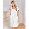 image:imageEkouaer Nightgowns for Women Cotton Night Gown Short Sleeve Sleep Shirts Button Victorian Night Dress Soft SleepwearWhite