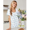 image:imageEkouaer Nightgowns for Women Cotton Night Gown Short Sleeve Sleep Shirts Button Victorian Night Dress Soft SleepwearWhite Blue Florals