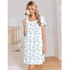 image:imageEkouaer Nightgowns for Women Cotton Night Gown Short Sleeve Sleep Shirts Button Victorian Night Dress Soft SleepwearWhite Blue Florals