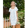 image:imageEkouaer Nightgowns for Women Cotton Night Gown Short Sleeve Sleep Shirts Button Victorian Night Dress Soft SleepwearWhite Blue Florals