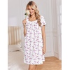 image:imageEkouaer Nightgowns for Women Cotton Night Gown Short Sleeve Sleep Shirts Button Victorian Night Dress Soft SleepwearWhite Pink Florals