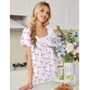 image:imageEkouaer Nightgowns for Women Cotton Night Gown Short Sleeve Sleep Shirts Button Victorian Night Dress Soft SleepwearWhite Pink Florals