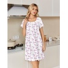 image:imageEkouaer Nightgowns for Women Cotton Night Gown Short Sleeve Sleep Shirts Button Victorian Night Dress Soft SleepwearWhite Pink Florals