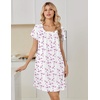 image:imageEkouaer Nightgowns for Women Cotton Night Gown Short Sleeve Sleep Shirts Button Victorian Night Dress Soft SleepwearWhite Pink Florals