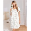 image:imageEkouaer Nightgowns for Women Cotton Night Gown Short Sleeve Sleep Shirts Button Victorian Night Dress Soft SleepwearWhite Purple Florals