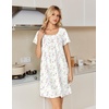 image:imageEkouaer Nightgowns for Women Cotton Night Gown Short Sleeve Sleep Shirts Button Victorian Night Dress Soft SleepwearWhite Purple Florals