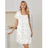 image:imageEkouaer Nightgowns for Women Cotton Night Gown Short Sleeve Sleep Shirts Button Victorian Night Dress Soft SleepwearWhite Purple Florals