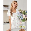 image:imageEkouaer Nightgowns for Women Cotton Night Gown Short Sleeve Sleep Shirts Button Victorian Night Dress Soft SleepwearWhite Purple Florals
