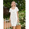 image:imageEkouaer Nightgowns for Women Cotton Night Gown Short Sleeve Sleep Shirts Button Victorian Night Dress Soft SleepwearWhite Purple Florals