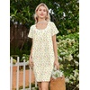 image:imageEkouaer Nightgowns for Women Cotton Night Gown Short Sleeve Sleep Shirts Button Victorian Night Dress Soft SleepwearYellow Green Leaf