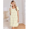 image:imageEkouaer Nightgowns for Women Cotton Night Gown Short Sleeve Sleep Shirts Button Victorian Night Dress Soft SleepwearYellow Green Leaf