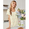 image:imageEkouaer Nightgowns for Women Cotton Night Gown Short Sleeve Sleep Shirts Button Victorian Night Dress Soft SleepwearYellow Green Leaf
