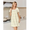 image:imageEkouaer Nightgowns for Women Cotton Night Gown Short Sleeve Sleep Shirts Button Victorian Night Dress Soft SleepwearYellow Green Leaf