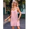 image:imageEkouaer Nightgowns for Women Cotton Sleepwear Sexy Sleep Shirt Adjustable Spaghetti Strap Night Gowns with Pockets S3XLDark Pink