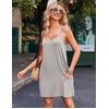image:imageEkouaer Nightgowns for Women Cotton Sleepwear Sexy Sleep Shirt Adjustable Spaghetti Strap Night Gowns with Pockets S3XLLight Grey