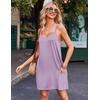 image:imageEkouaer Nightgowns for Women Cotton Sleepwear Sexy Sleep Shirt Adjustable Spaghetti Strap Night Gowns with Pockets S3XLLilac