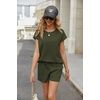 image:imageEkouaer Two Piece Sets for Women Summer Crew Neck Lounge Short Sets Cap Sleeve Drawstring Vacation Outfits with PocketArmy Green