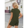image:imageEkouaer Two Piece Sets for Women Summer Crew Neck Lounge Short Sets Cap Sleeve Drawstring Vacation Outfits with PocketArmy Green