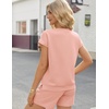 image:imageEkouaer Two Piece Sets for Women Summer Crew Neck Lounge Short Sets Cap Sleeve Drawstring Vacation Outfits with PocketCoral Pink