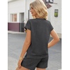image:imageEkouaer Two Piece Sets for Women Summer Crew Neck Lounge Short Sets Cap Sleeve Drawstring Vacation Outfits with PocketHeather Charcoal