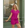 image:imageEkouaer Two Piece Sets for Women Summer Crew Neck Lounge Short Sets Cap Sleeve Drawstring Vacation Outfits with PocketHot Pink