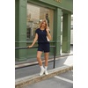 image:imageEkouaer Two Piece Sets for Women Summer Crew Neck Lounge Short Sets Cap Sleeve Drawstring Vacation Outfits with PocketNavy Blue