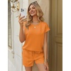 image:imageEkouaer Two Piece Sets for Women Summer Crew Neck Lounge Short Sets Cap Sleeve Drawstring Vacation Outfits with PocketOrange