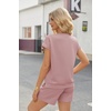 image:imageEkouaer Two Piece Sets for Women Summer Crew Neck Lounge Short Sets Cap Sleeve Drawstring Vacation Outfits with PocketPink