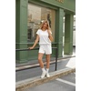 image:imageEkouaer Two Piece Sets for Women Summer Crew Neck Lounge Short Sets Cap Sleeve Drawstring Vacation Outfits with PocketWhite