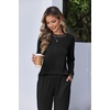 image:imageEkouaer Women Pajama Sets 2 Piece Long Sleeves and Joggers Sleepwear Set Soft Pjs Lounge Set with PocketsBlack