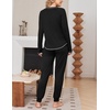 image:imageEkouaer Women Pajama Sets 2 Piece Long Sleeves and Joggers Sleepwear Set Soft Pjs Lounge Set with PocketsBlack
