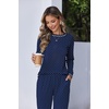 image:imageEkouaer Women Pajama Sets 2 Piece Long Sleeves and Joggers Sleepwear Set Soft Pjs Lounge Set with PocketsBlue Polka Dot