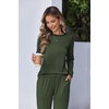image:imageEkouaer Women Pajama Sets 2 Piece Long Sleeves and Joggers Sleepwear Set Soft Pjs Lounge Set with PocketsDark Green