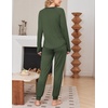 image:imageEkouaer Women Pajama Sets 2 Piece Long Sleeves and Joggers Sleepwear Set Soft Pjs Lounge Set with PocketsDark Green
