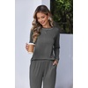 image:imageEkouaer Women Pajama Sets 2 Piece Long Sleeves and Joggers Sleepwear Set Soft Pjs Lounge Set with PocketsDark Grey